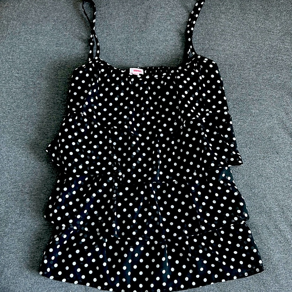 Bongo Spaghetti Strap Polka Dot Blouse